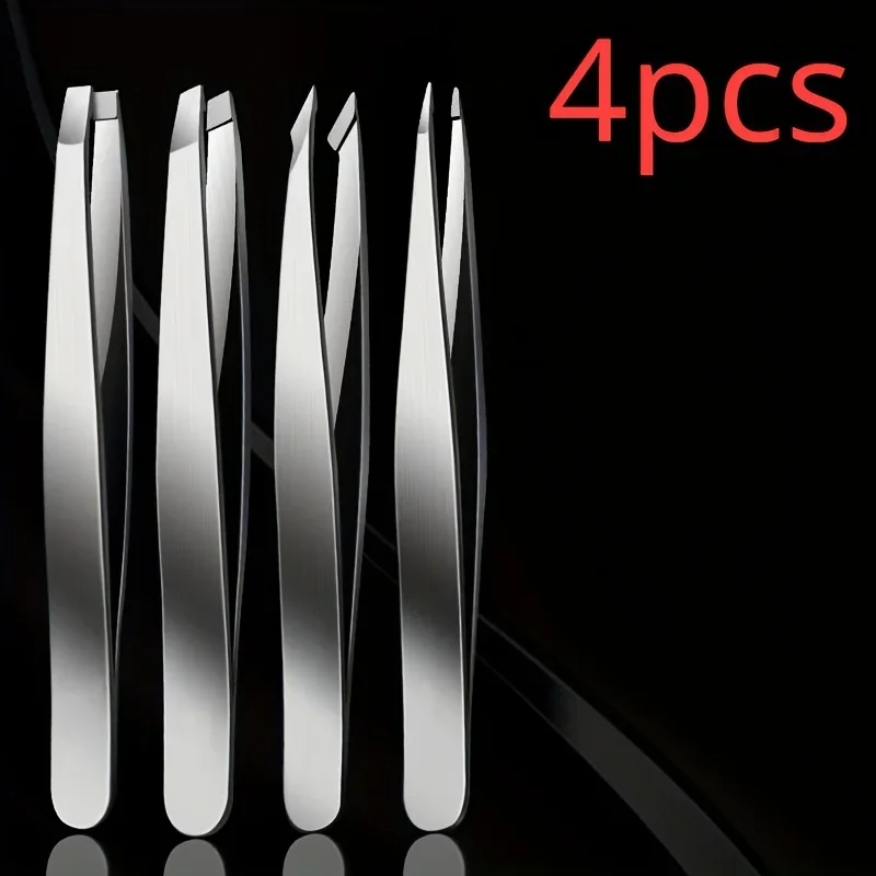 Ouriner 4pcs 세트 전문 핀셋 세트 눈썹 제모에 적합 파편 제거가 매우 쉽고 편안합니다.