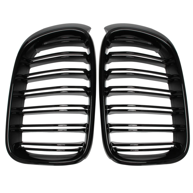 

Front Bumper Kidney Grille Dual Line Mesh Grille For-BMW X3 X4 F25 F26 2014 2015 2016 2017, Glossy Black