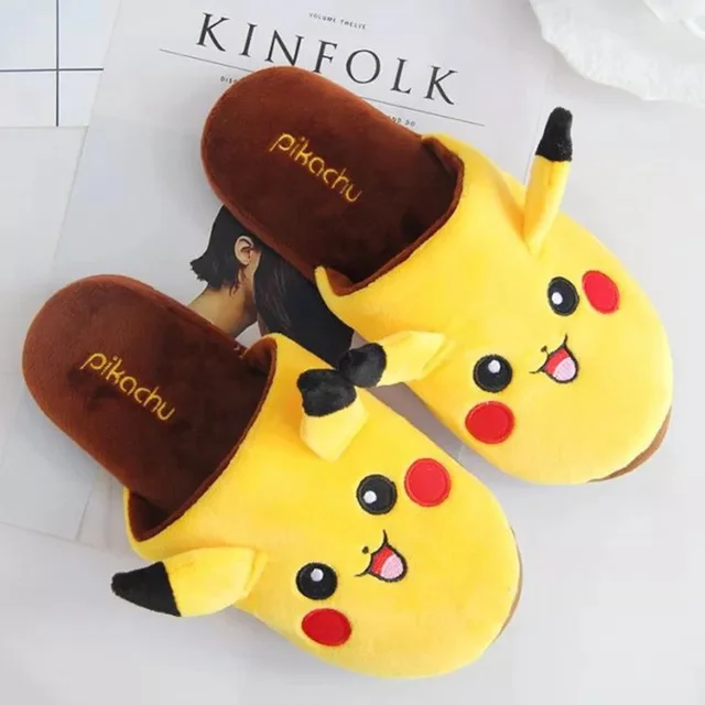 Chaussons pantoufles Pikachu adultes Pantoufles Pokemon Pikachu motif dessin anim Couple Kawaii int rieur en coton chaussures de maison en