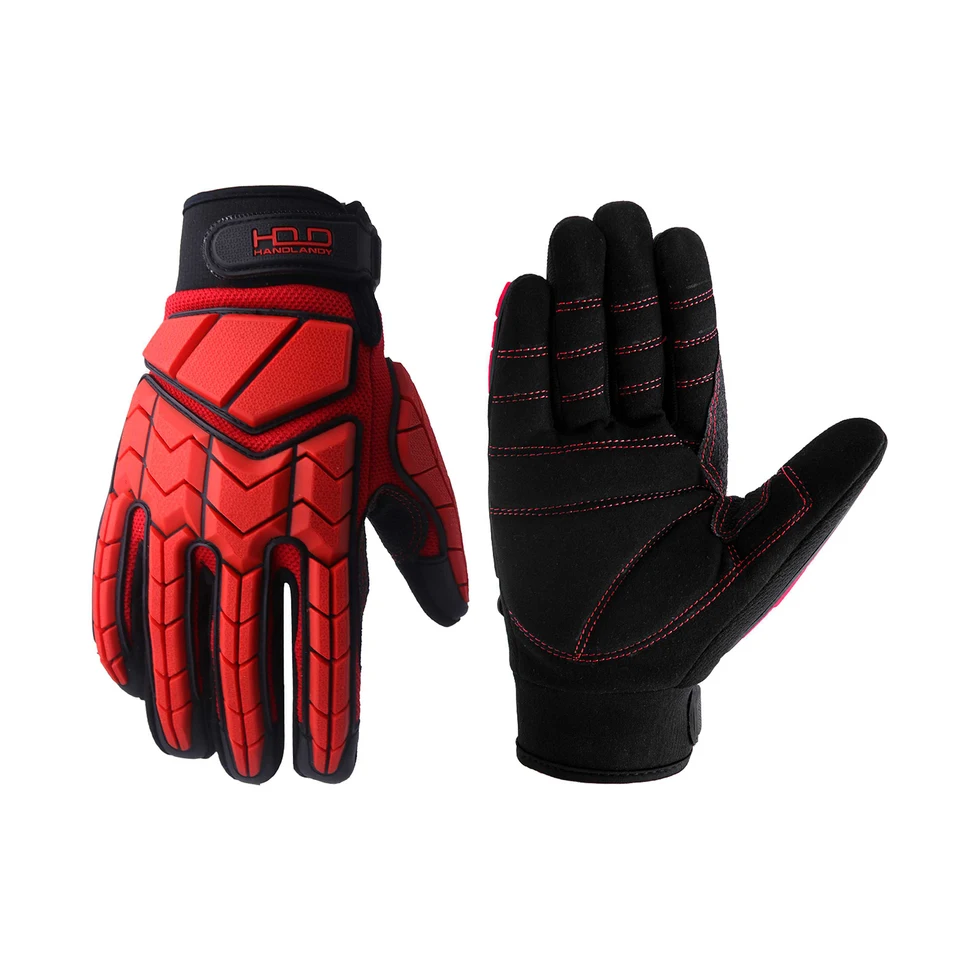 HANDLANDY Anti Vibration Work Gloves with Grip, SBR Padding, TPR Impact Resistant Gloves, Mens Heavy Duty Work Gloves