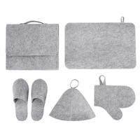 Set of 5 Sauna Hat Mat Glove Slippers Sauna Bag Japanese Russian Banya Sauna Set 2