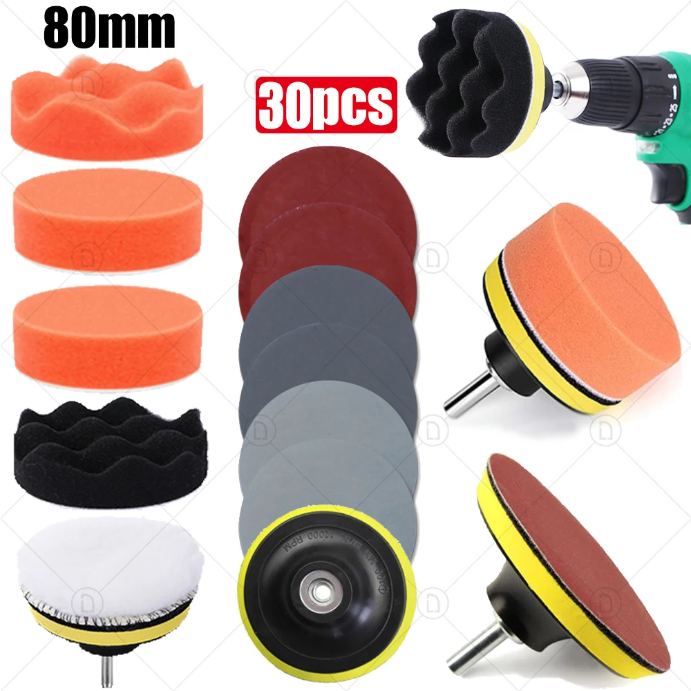 BangShou 25Pcs Pollisage Voiture Kit, 75mm Éponge Disque de Polissage,  Embout Polish pour Perceuse, Brosse a Polir pour Meuleuse,Tampon Lustrage  avec M10 Adaptateur : : Bricolage