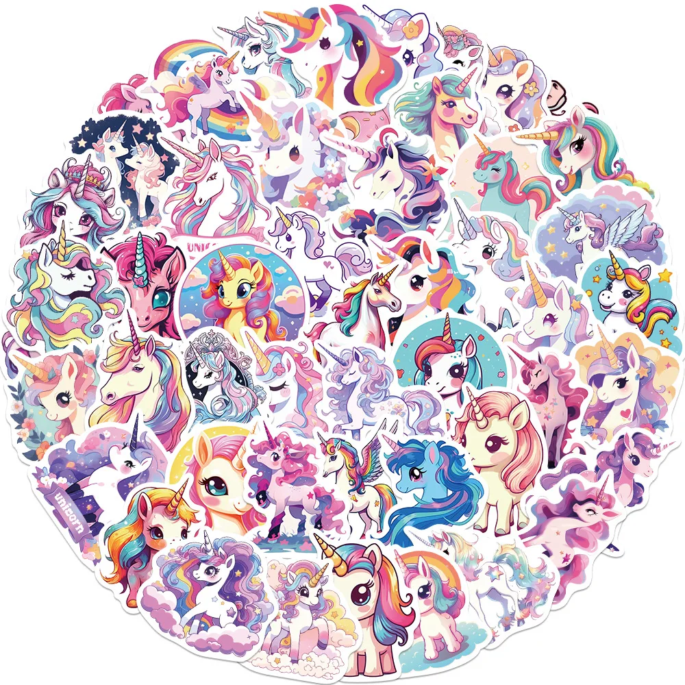50PCS Adorable Unicorn & Animal Graffiti Stickers - Waterproof Decorative Set