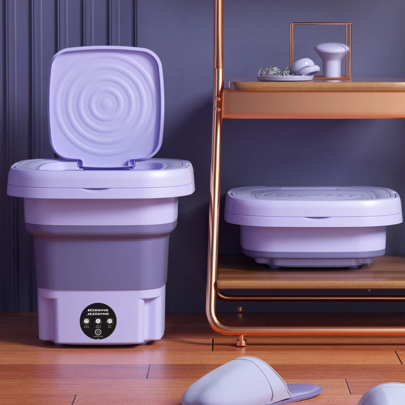 8l Portable Foldable Washing Machine With Spin Dryer Automatic Child Underwear Socks Washing