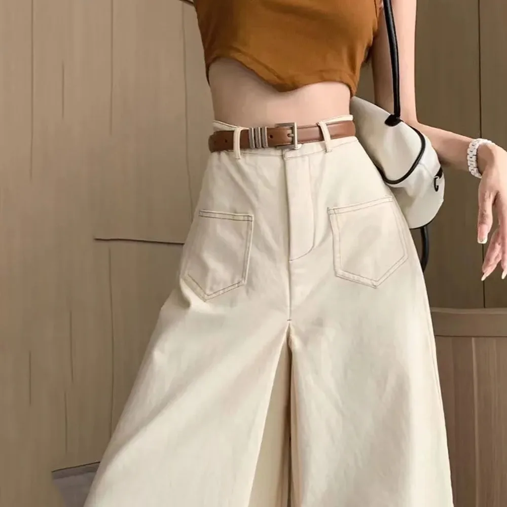 

Autumn High Waist Baggy Jeans Women Vintage Minimalist Denim Trousers Streetwear Fashion Clothing Wide Leg Chic Denim Long Pants
