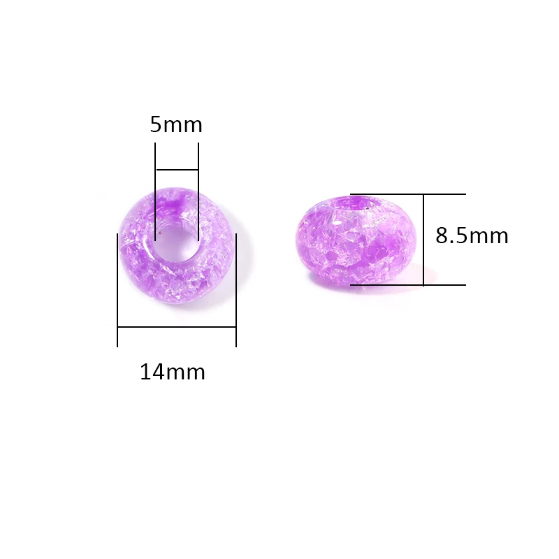 50개 14mm 아크릴 크랙 비즈 라운드 루즈 스페이서 비즈 팔찌 제작 DIY 공예 수제 장식 비즈 액세서리