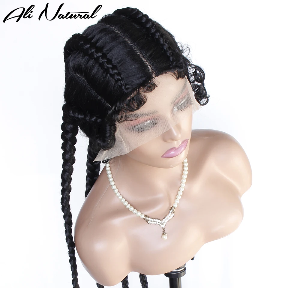 99j Color Box Braids Wig African 4 Braids Braided 360 Lace Wig For Black  Women Dark Burgundy Synthetic Heat Resistant Fiber - Synthetic Lace Wigs(for  Black) - AliExpress