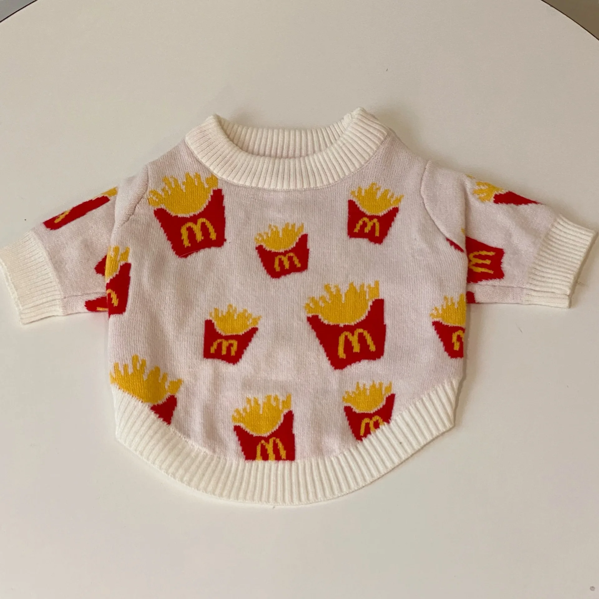 

Dog Sweater Cotton Soft Small Dog Clothing Cute French Fries Printed High Quality Design Jacket for Pets Cats Animals
