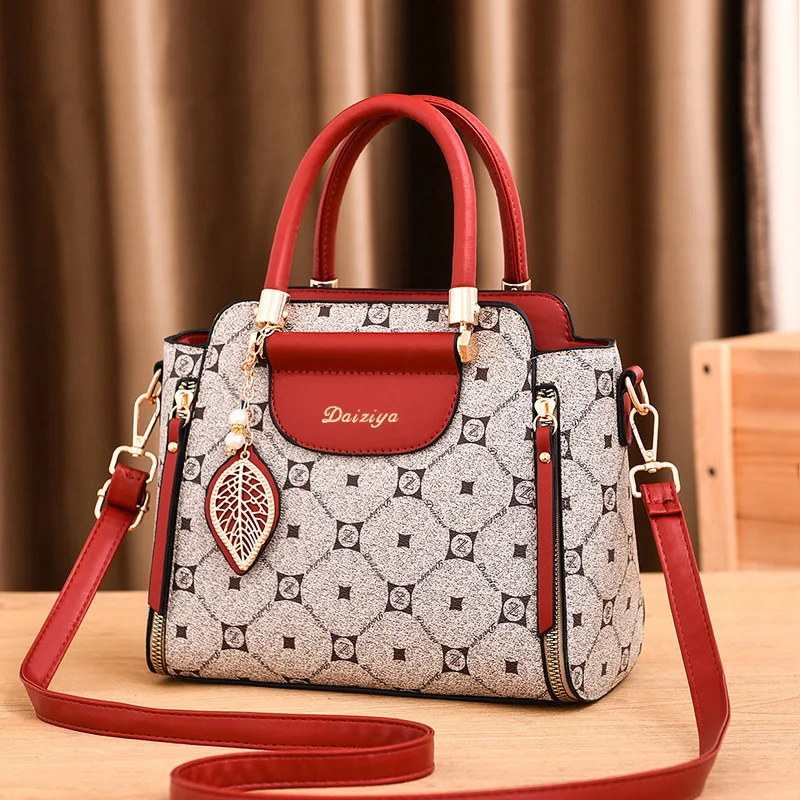 حقيبة يد عصرية مطبوعة للنساء ، حقيبة كتف عالية الس...