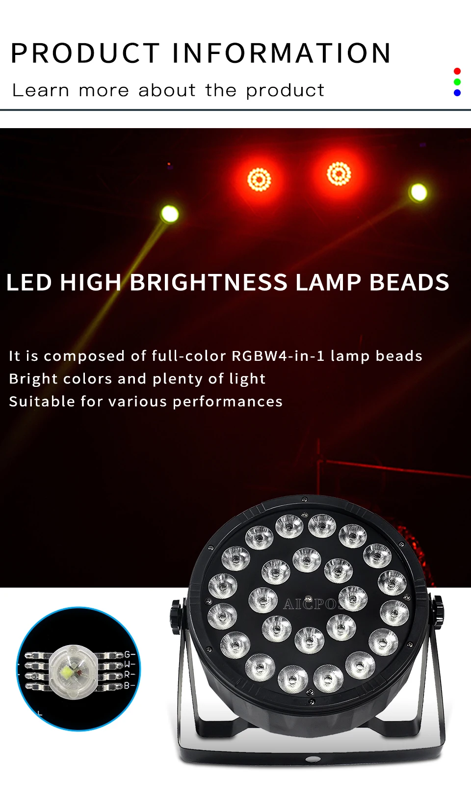 RGBW, 4 em 1, DMX512, Disco Lights,