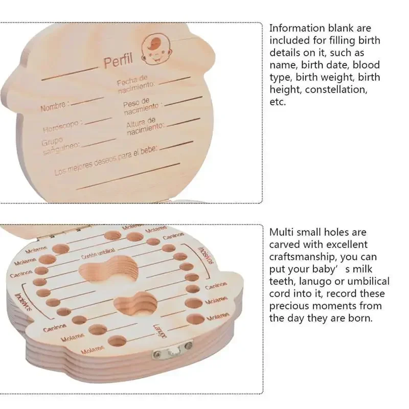 Baby Teeth Storage Box Wooden