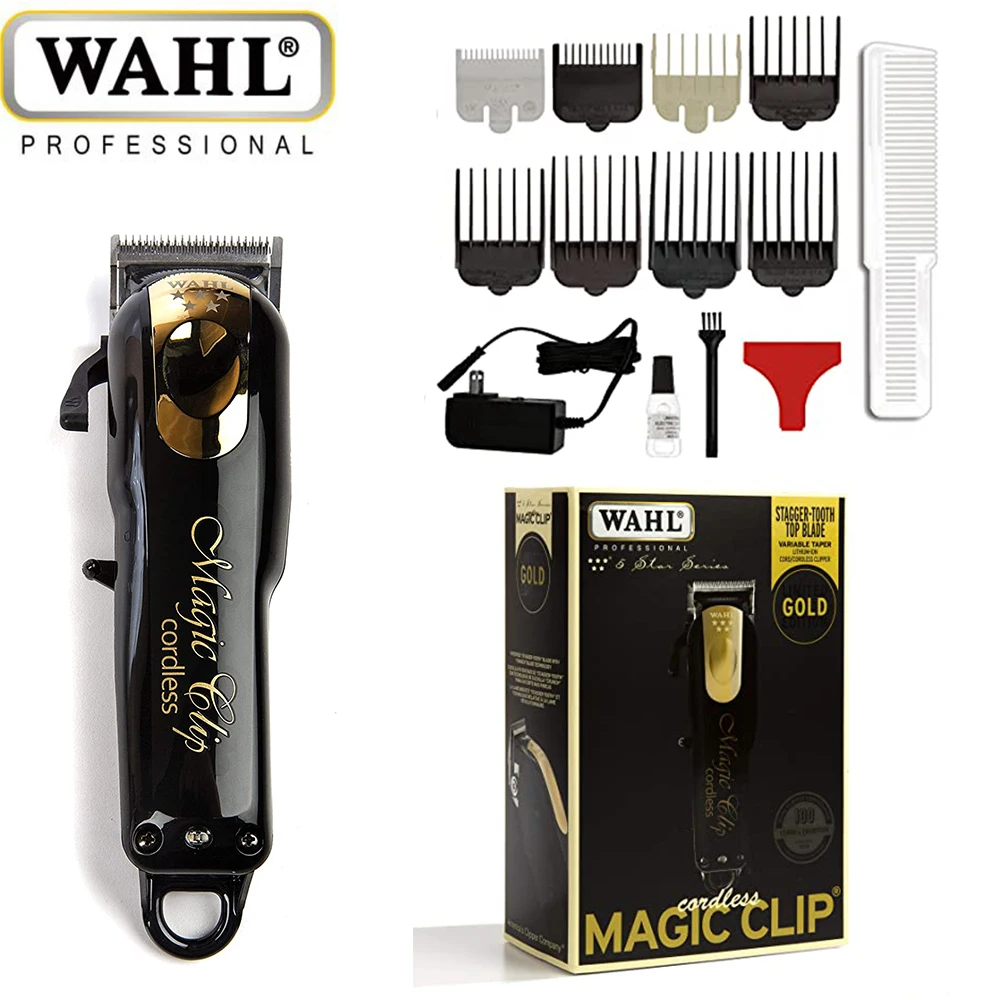 Wahl 8148 Professional 5-Star Limited Edition Black & Gold Cordless Magic  Clip Hair Clipper For Men Barber Cutting Machine