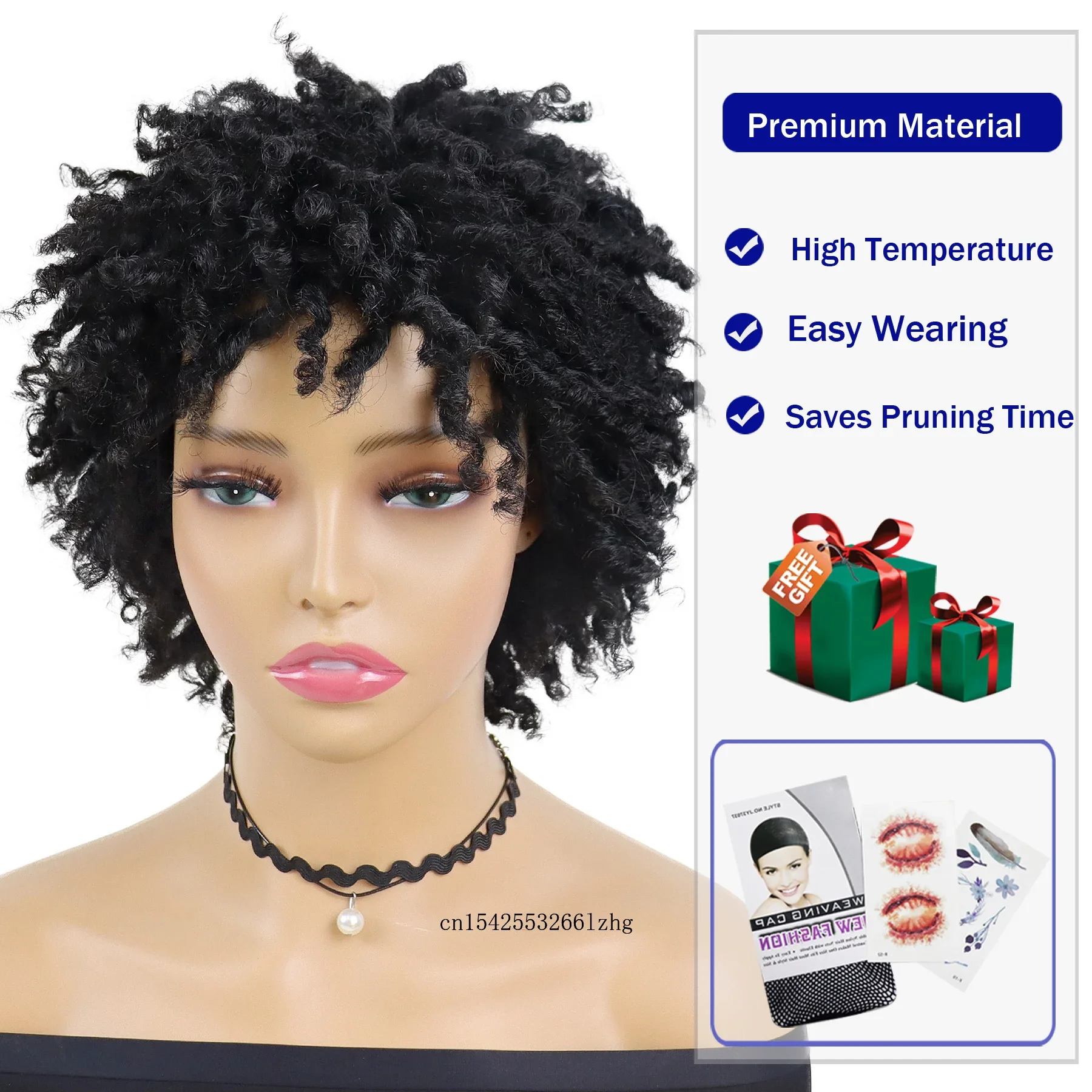 GNIMEGIL Synthetic Black Braided Wigs for Women Locs Crochet Twist Hair Short Afro Curly Wig Cool Girl Dreadlock Wig Daily Party