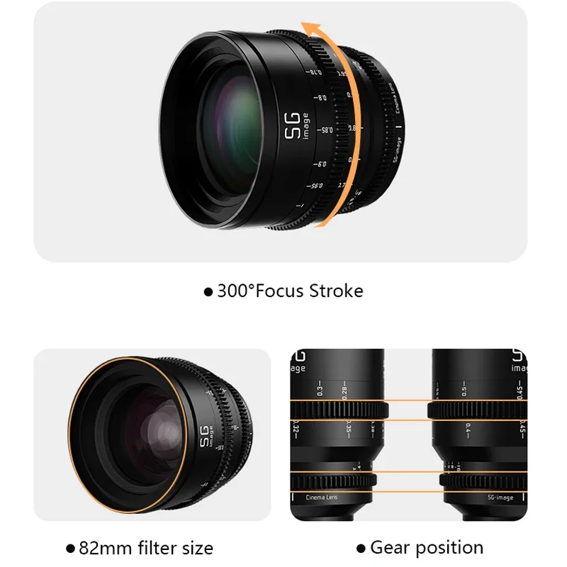 SGimage 25mm/35mm/50mm/75mm T1.4 Full Frame Cinema Lens Large Aperture Manual Prime Lens for Sony E L Mount Camera 5