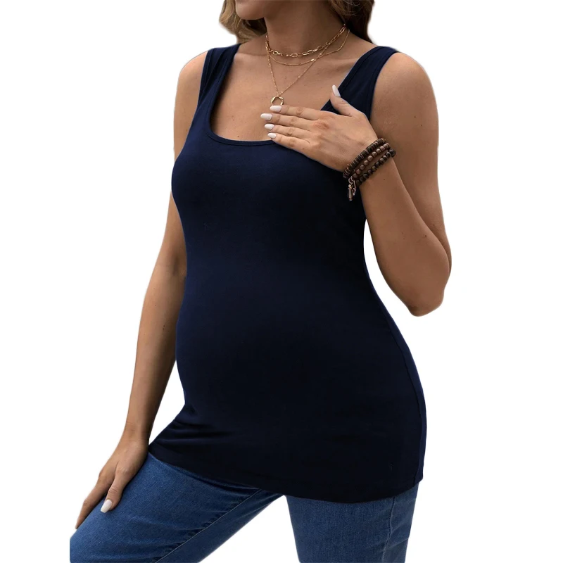 Maternity Tank Tops Maternity Tank Top Summer Pregnant Singlet Solid Color Maternity Vest Sleeveless Tshirt Camisole Women Pregnant Clothes