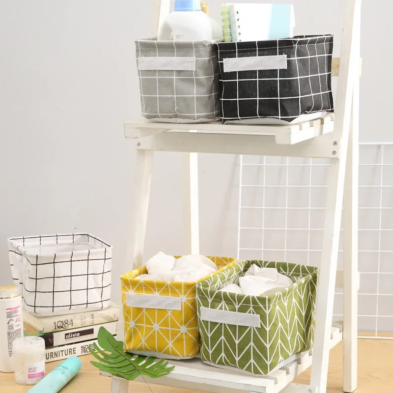 Foldable Desktop Storage Box Fabric Bedroom Storage Basket Home Cabinet Cosmetic Organizer Jewelry Organizer Basket Toy Storage 4
