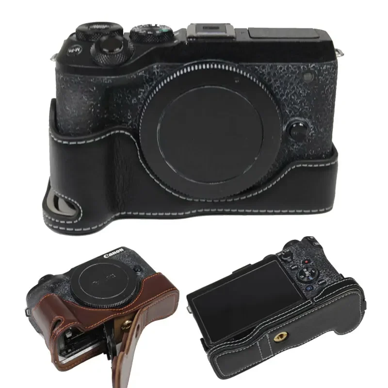 Custodia Mezza Borsa In Vera Pelle Per Fotocamera Canon EOS-M - TP Original, 10 Colori