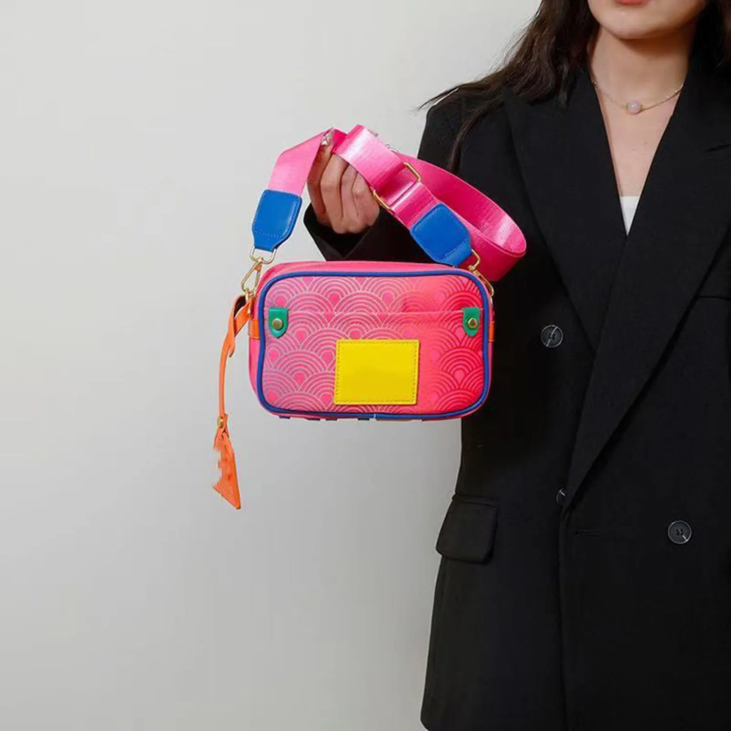 Women's K-G Camera Style Gradient Stitching Fashion Chain Bag Shoulder Bag Crossbody Ladies CrossBody Handbag