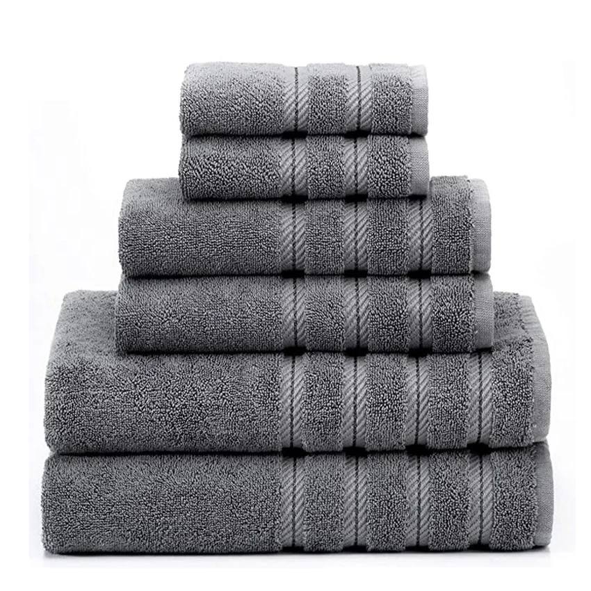 6PCS/SET Thick Large Bath Towel Set Cotton Jacquard Face Shower Towels Soft Luxury for Home Bathroom Hotel Spa Adults Kids