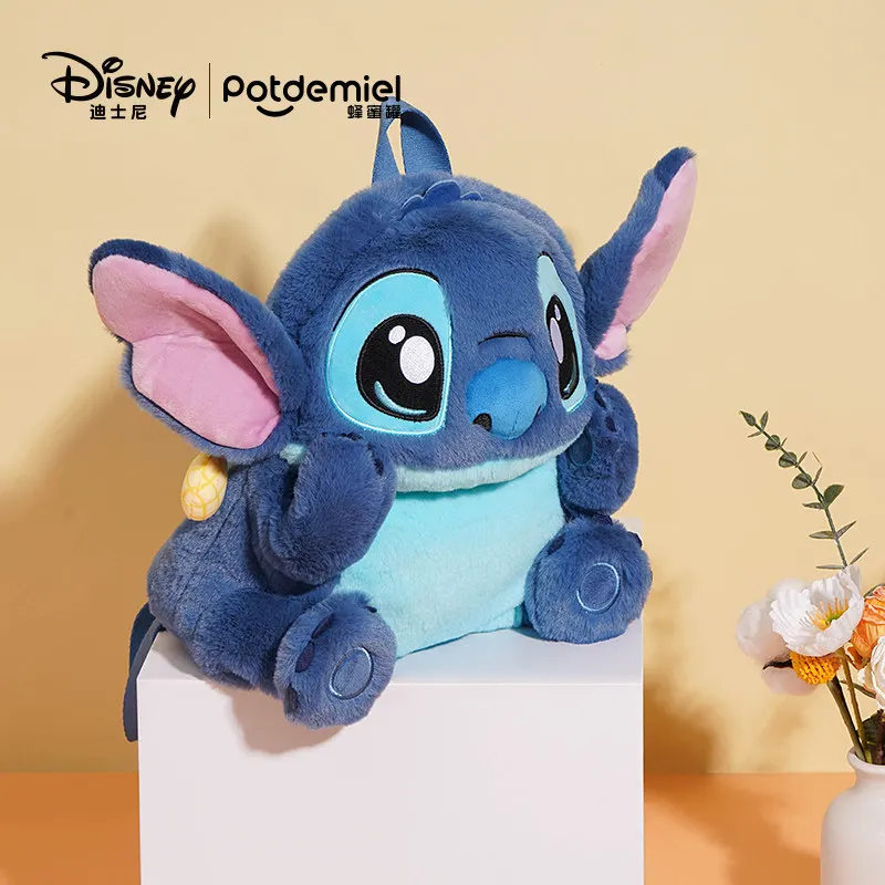 오리지널 디즈니 휴일 선물 딸기곰 백팩 스티치 플러시 인형 더블 백팩 여자친구 생일 귀여운 선물