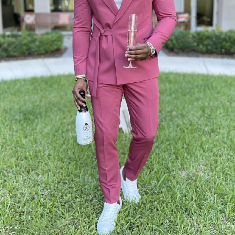 Mens Blazer With Waist Belt Wear Men Suit With Belt 2024 Spring