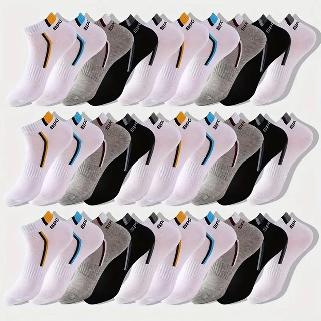 5/10/20/30 paires de chaussettes de Sport pour hommes, chaussettes respirantes confortables et absorbant la sueur pour hommes, entraînement de basket-ball, course à pied, activités de plein air 1