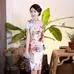  BLACK Print Flower Women Short Slim Cheongsam Sexy High Split Chinese Traditional Dress Plus Size Rayon Qipao Vestidos S-6XL 