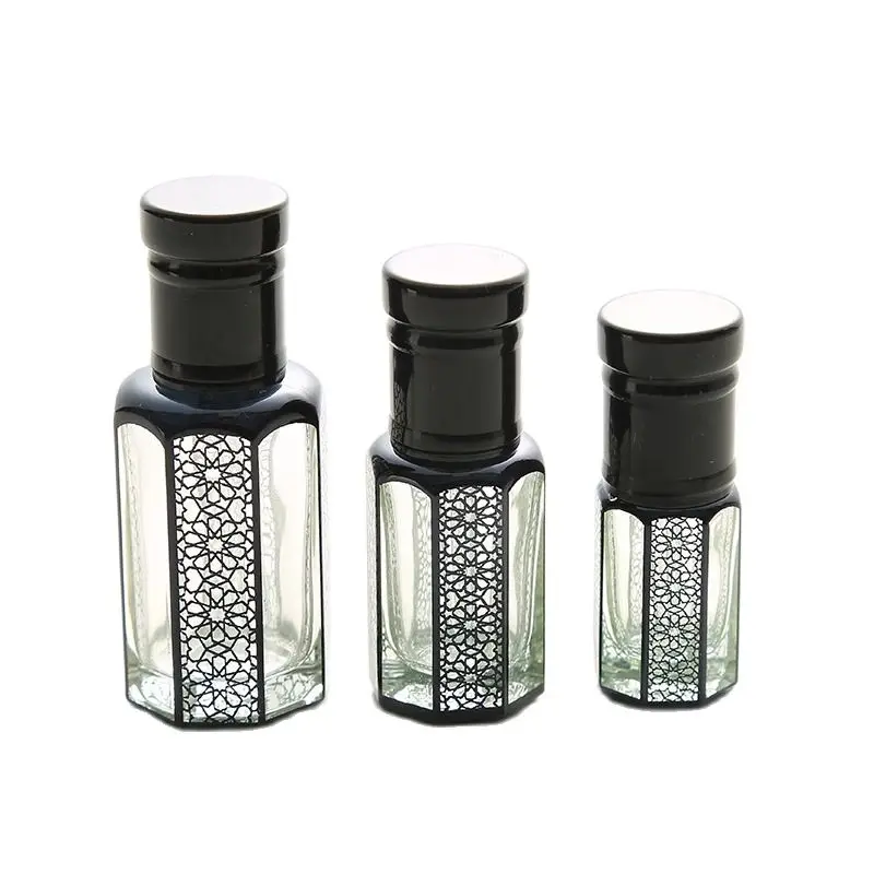 3ml 6ml 12ml 럭셔리 빈 검은 미니 유리 Dropper 에센셜 오일 튜브 화장품 포장 에센스 에멀젼 향수 병 50pcs
