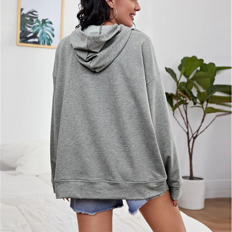 Women Loose Big Pocket Drawstring Hooded Pullovers Sport Leisure Warm Spring Autumn Hoodies Butterfly Printed Casual Sweatshirts