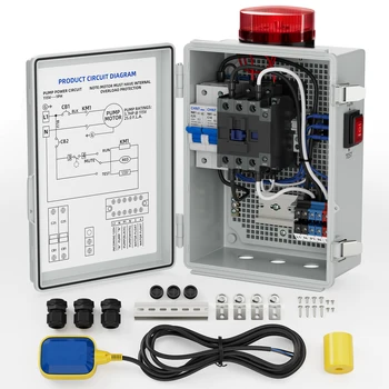 สัญญาณเตือนน้ำทิ้งปั๊มซับน้ำกันน้ำถังบำบัดน้ำเสียเครื่องตรวจจับน้ำสำหรับห้องใต้ดินพร้อมไฟแฟลชและสัญญาณเตือน 110dB 1