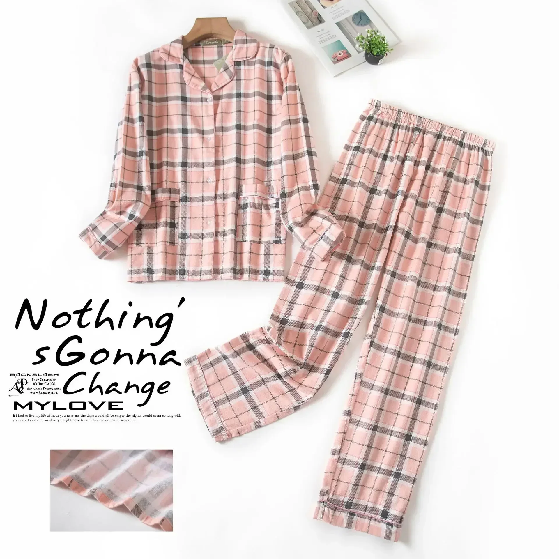 Women's Winter Pajamas Set Cotton Flannel Long-sleeved Long Trousers Sleepwear Clothes S-3xl Sizes set for women