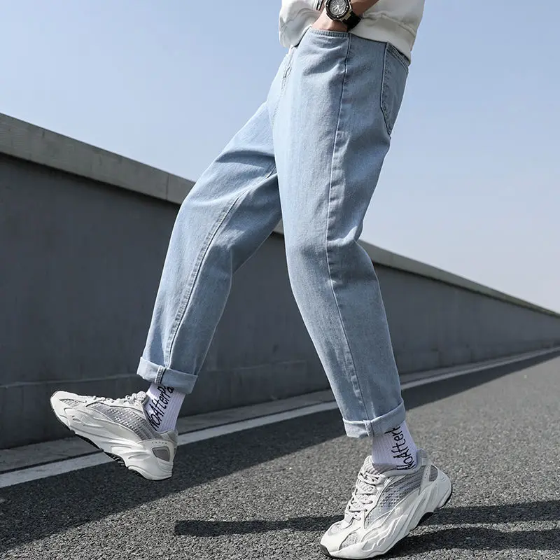 New Loose Men Jeans Male Trousers Simple Design High Quality Cozy All-match Students Daily Casual Straight Denim Pants