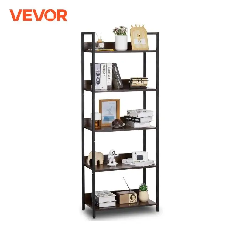 VEVOR Metal Bookshelf 3-14-Tier Tall Industrial Bookshelf Vintage Display Storage Bookcase with Open Shelves for Home Office