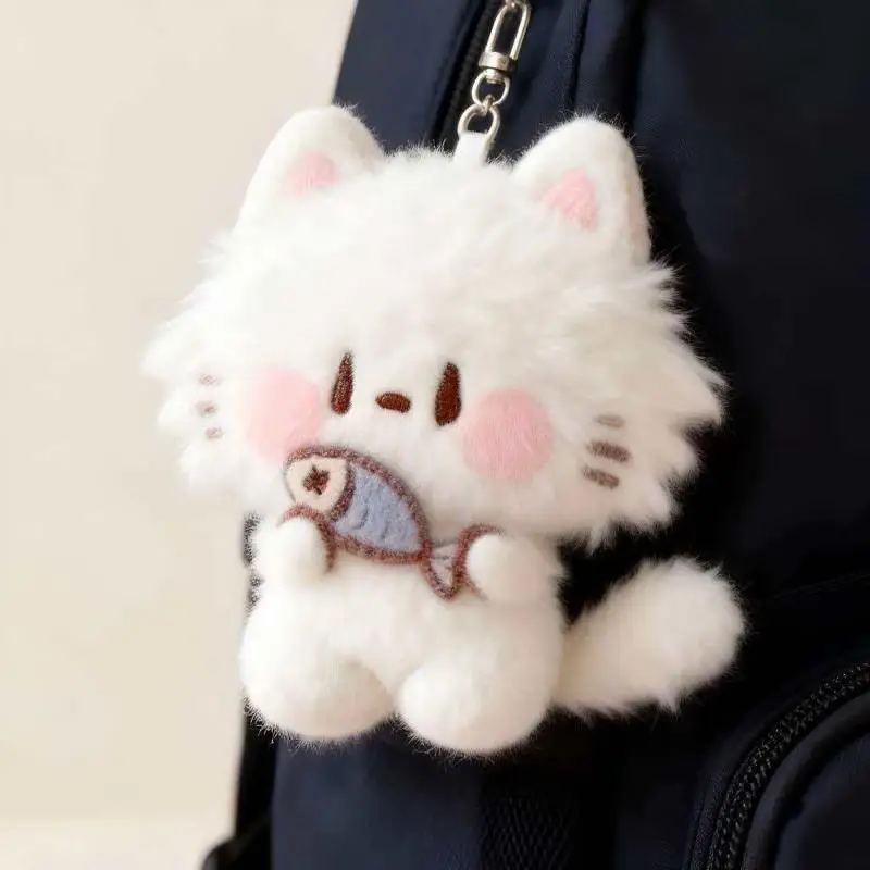 Adorable Fluffy Cat Plush Keychain - Soft Cartoon Pendant