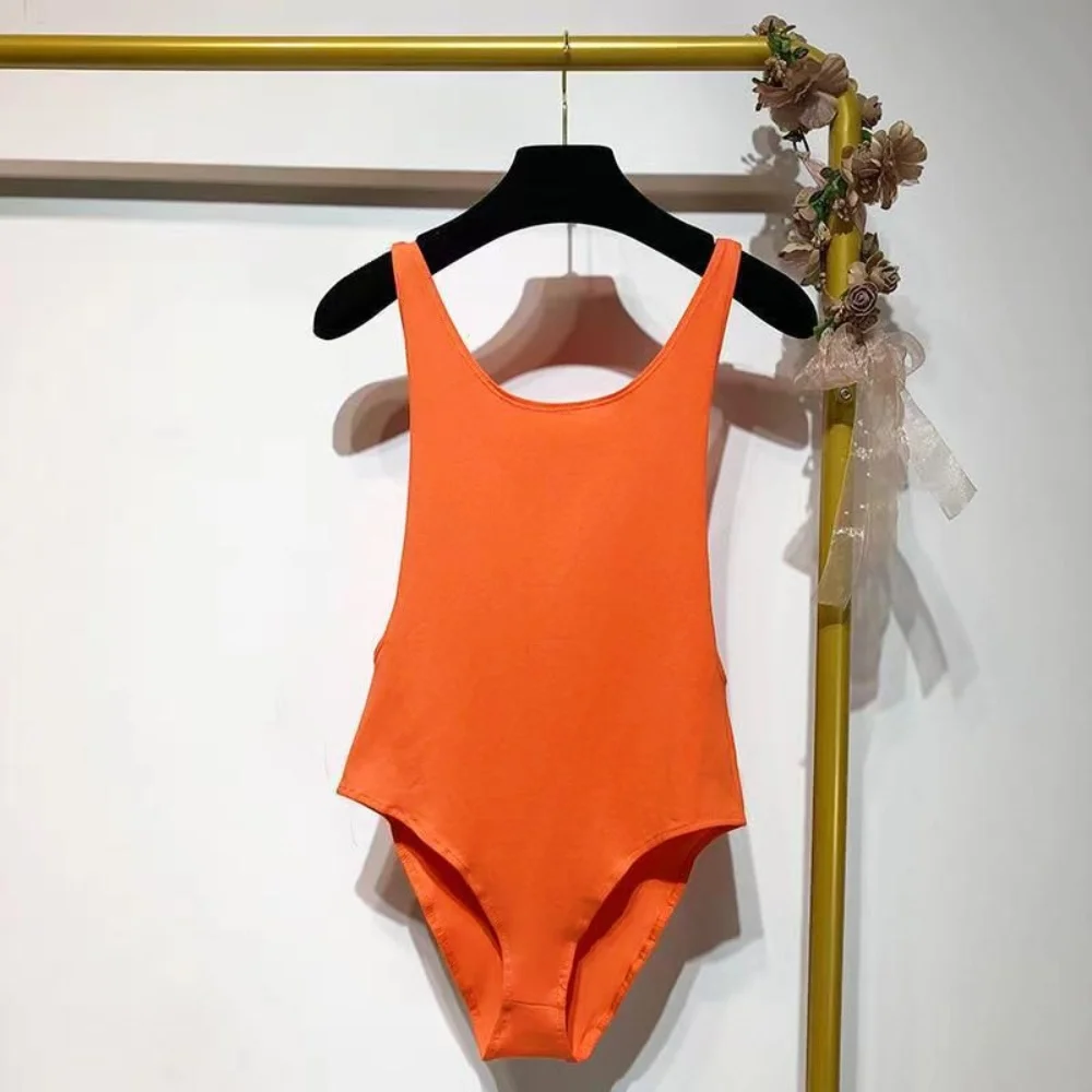 Casual All-Match Women's T-Shirt Solid Color Backless Sleeveless Vest Sexy Playsuit Slim Basic Tank Top U-Neck Bodysuit Jumpers