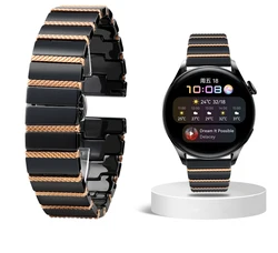 Premium Ceramic Wristband in White and Black for Smart Watches - Stylish Universal Replacement Strap for Men and Women (1 - black - rose gold)
