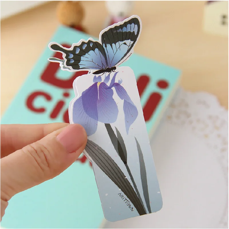 1 Set Bookmark Butterfly Style Teacher's Gift Book Marker Stationery Gift Realistic Cute Kawaii Cartoon 3d Bookmark bookmarks stationery supplies