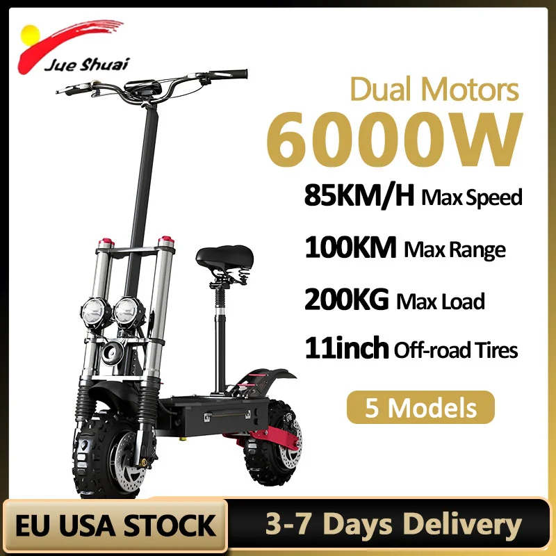 13-30AH Li-Battery Electric Scooter 1200-6000W Dual Motor E-Scooter 55-85KM/H Max Speed Scooter Electric 10/11'' Off-Road Tire