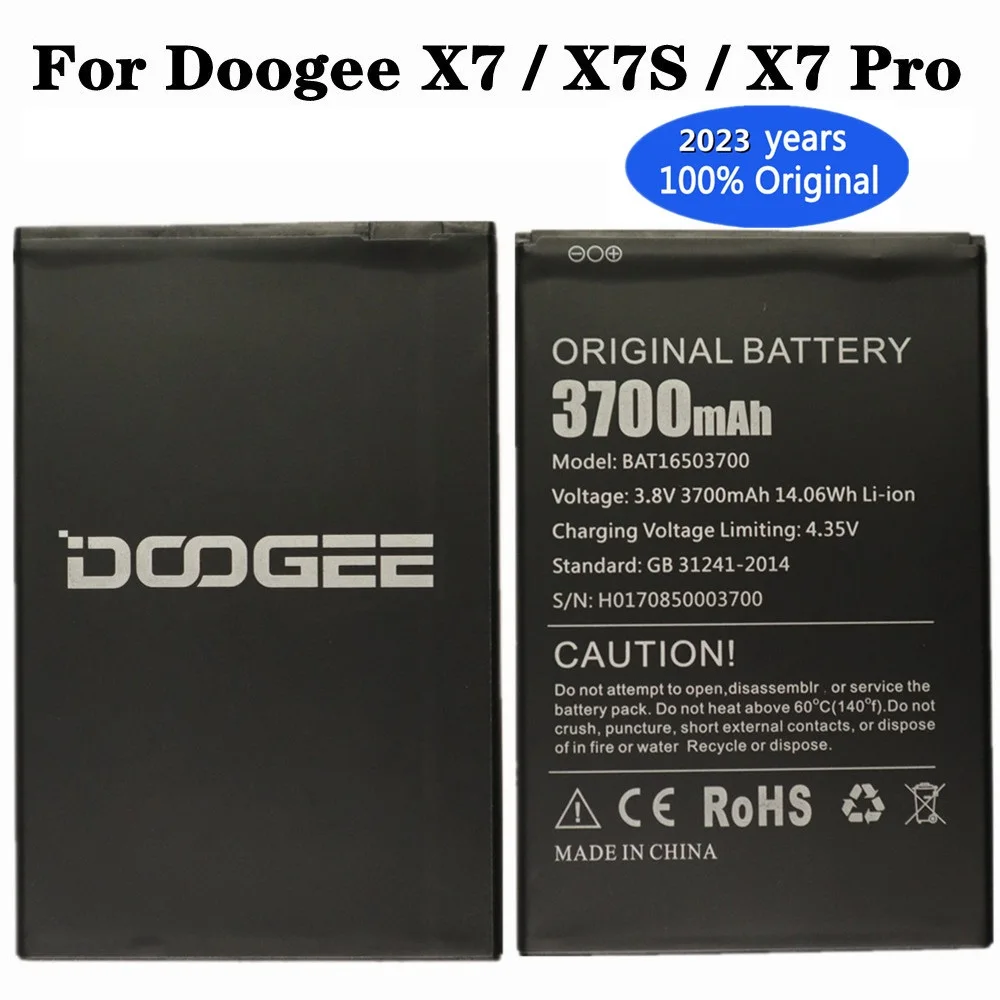 

2023 год, 100% оригинальный аккумулятор Doogee X7 Pro Для Doogee X7 /X7 Pro BAT16503700, 3700 мАч, фотоаккумулятор
