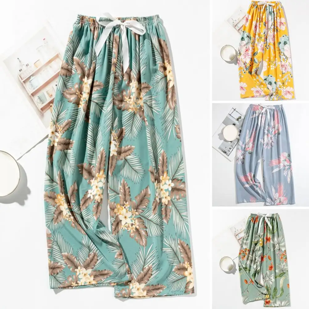 

Attractive Soft Bowknot Strap Wide Leg Women's Pajama Pants Outdoor Supply Women's Pajama Pants Ladies Casual Pants