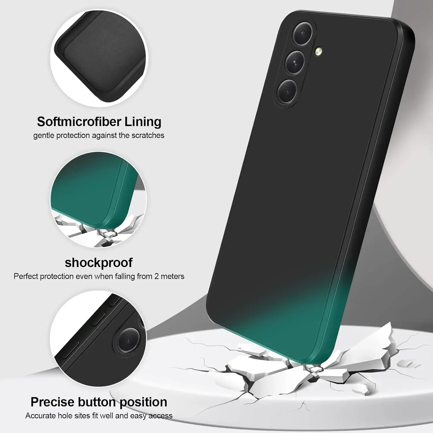 Elegant Black Silicone Square Case - Luxury Soft Slim Flexible Cover