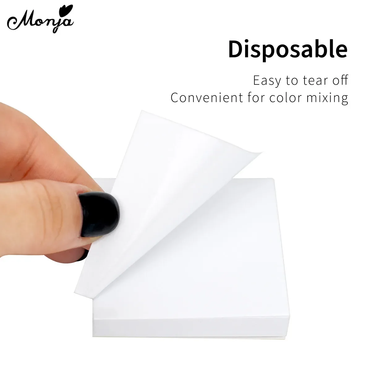 Monja 50pcs Nail Paper Painting Palette Disposable Waterproof Sticker UV Gel Color Polish Mixing Drawing Display Manicure Tools