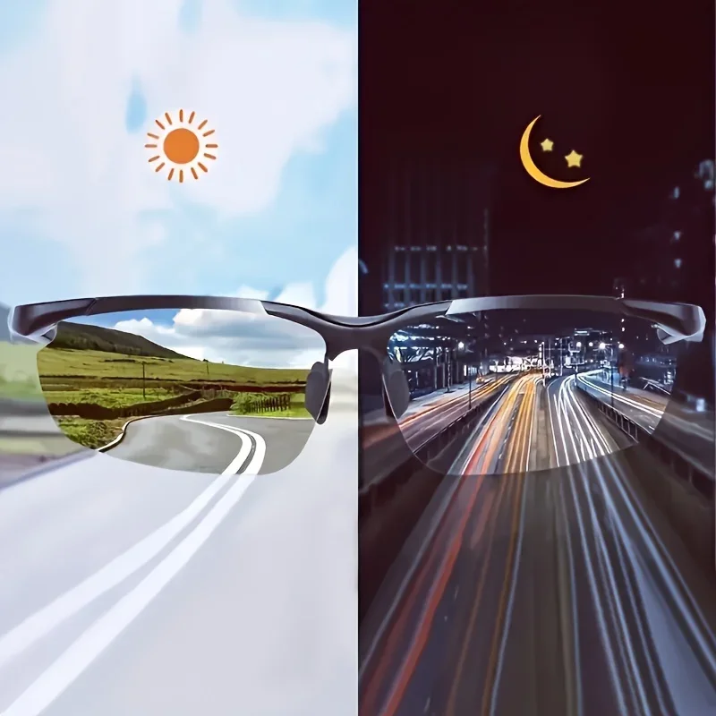 Night Vision Sunglasses Driving Glasses 2PCS Pro Night Vision Driving Glasses Enhanced Visibility Semi-Rimless Design UV400 Protective Comfort for Night Driving