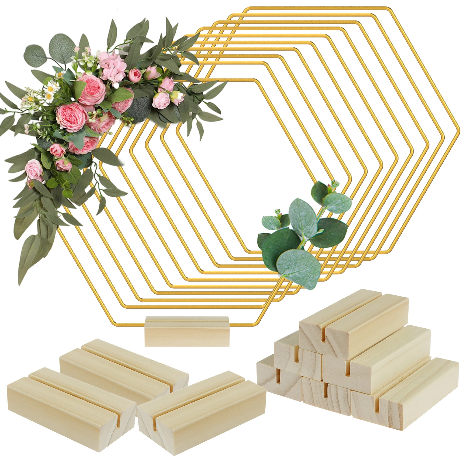 10 Stück Blumen-Creolen Aus Metall – 30,5 Cm Durchmesser, Mit Acryl-Ständer, Für Tischdeko & Basteln