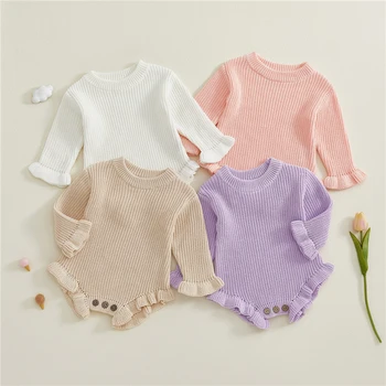 Ruffle Knit Cotton Baby Romper 1