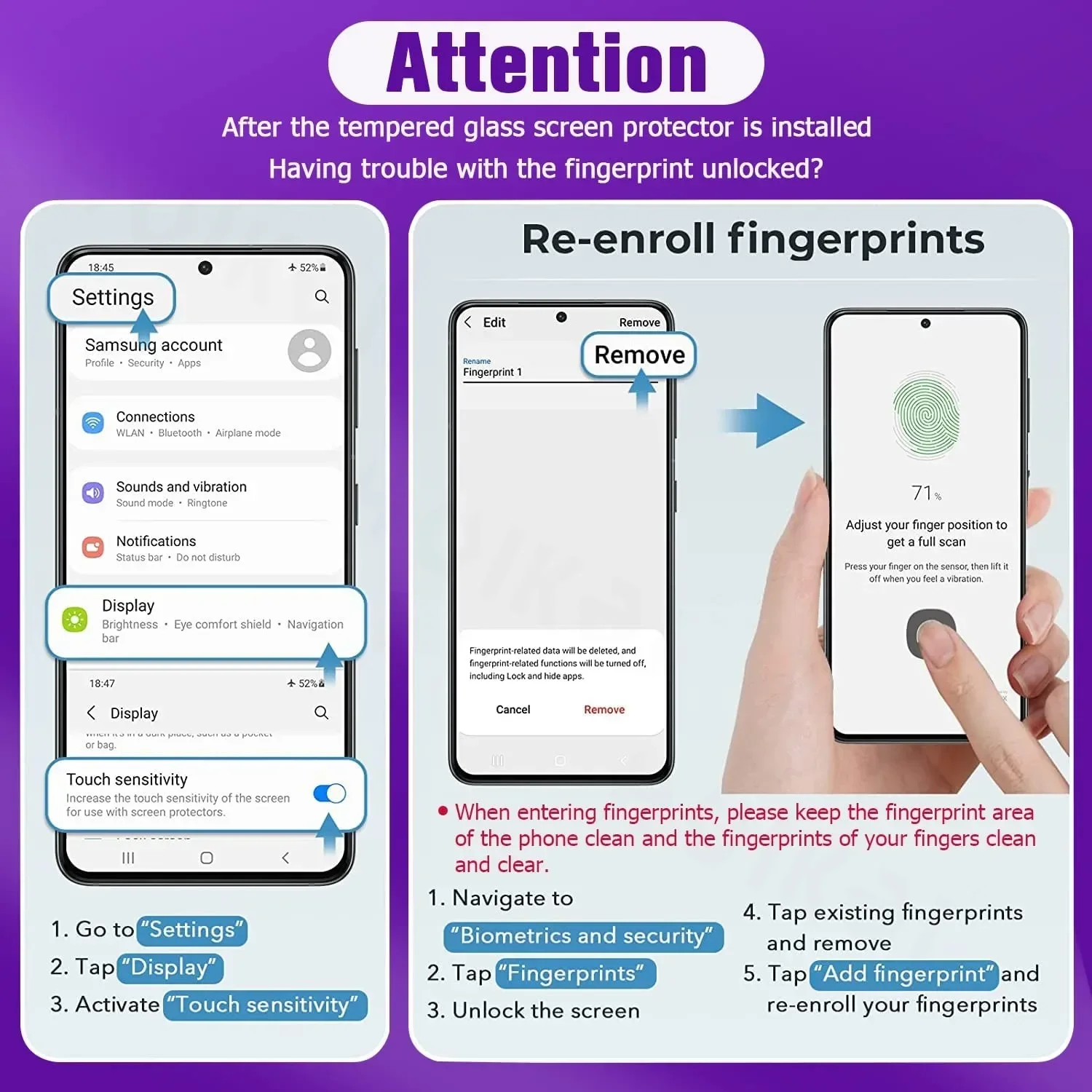 Ultra-Clear Tempered Glass Screen Protector - 3 Pack, HD Full Coverage, Anti-Scratch Shield