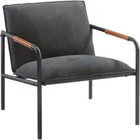 Durable Metal Lounge Chair Upholstered Seat Modern Design Comfortable Armrests Residential Use Charcoal Gray Finish 2