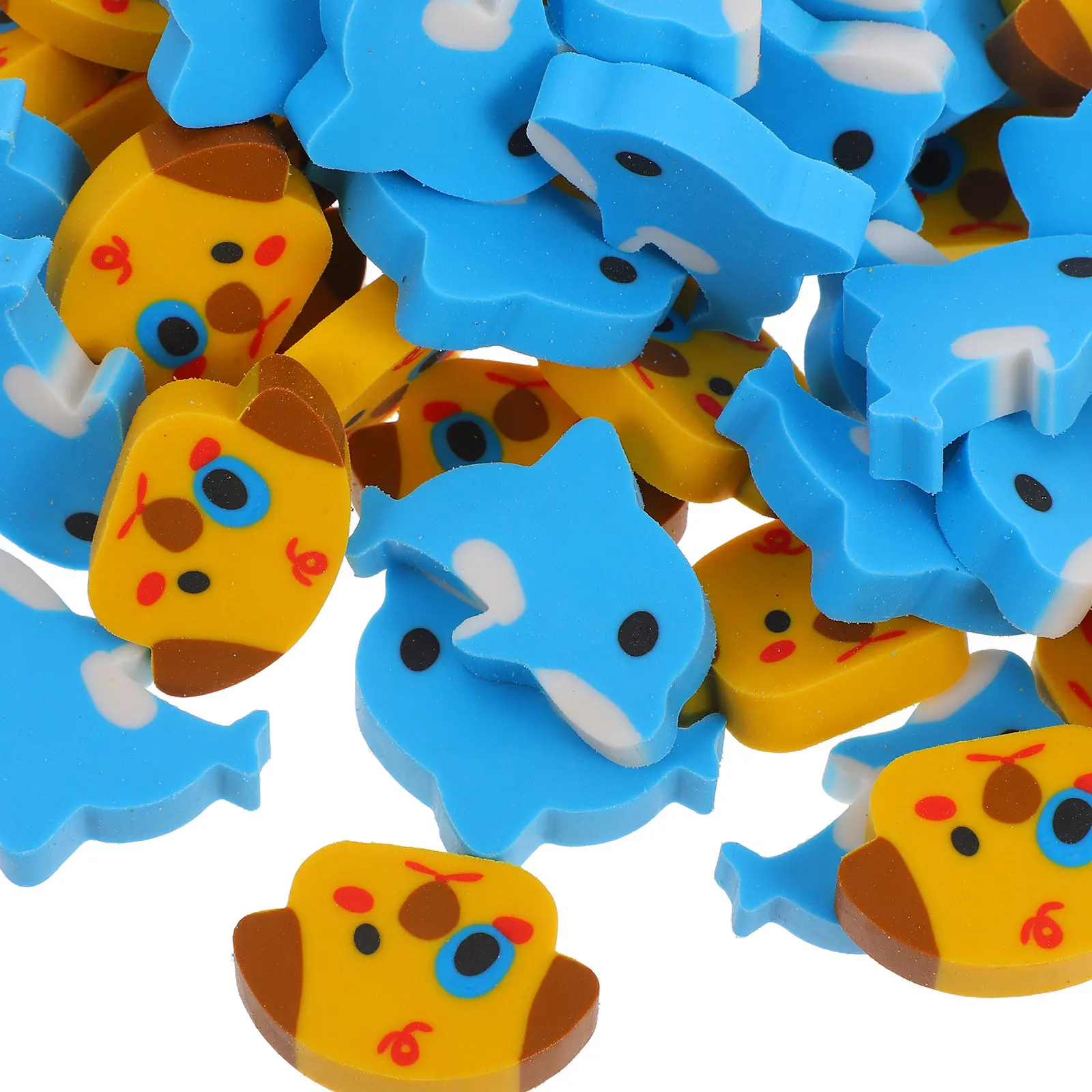 100Pcs 미니 동물 개 작은 지우개 어린이를위한 귀여운 지우개 교실 학교 용품 대량 파티 휴일 세트 미니 지우개