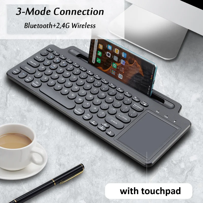 Draadloze Bluetooth Toetsenbord Met Touchpad Slim Mini Stille Toetsenbord Voor Laptop Mac Pc