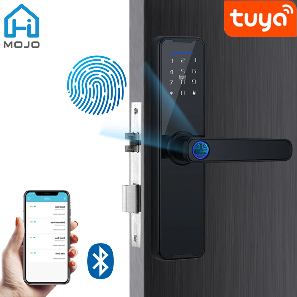 

HIMOJO Bluetooth Tuya Smart Door Lock Electronic with Biometric Fingerprint / ID Card / Password / Key / APP RemoteUnlock